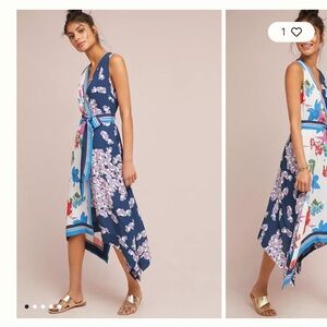 Anthropologie Multicolor Floral High Low Dress